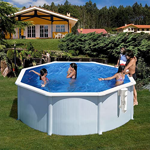 Paradies Pool® Gre Giant rund 460x132cm (Ø x H), Stahlwandbecken Weiss, Poolplane in blau 0,4mm, Handlauf extra breit, inkl. Skimmer-Set und Leiter, Swimmingpool, Menge: 1 Stück von Paradies Pool