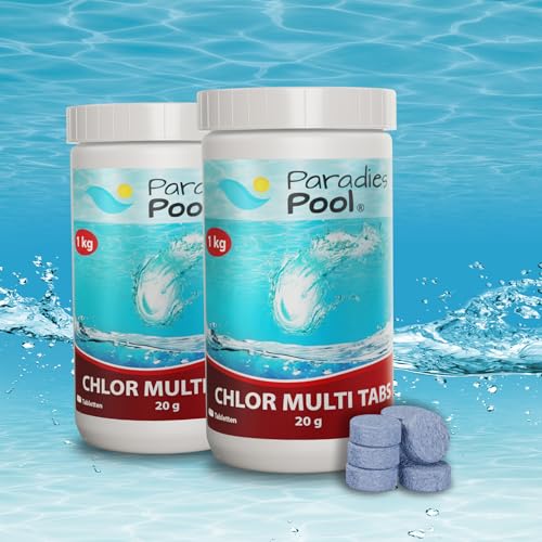 Paradies Pool 2 kg Chlor Multitabs 20g 5in1 Desinfektion Chlortabletten für Pool, langsam löslich, Qualität aus Europa von Paradies Pool