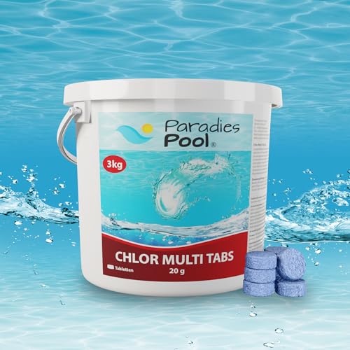 Paradies Pool 3 kg Chlor Multitabs 20g 5in1 Desinfektion Chlortabletten für Pool, langsam löslich, Qualität aus Europa von Paradies Pool