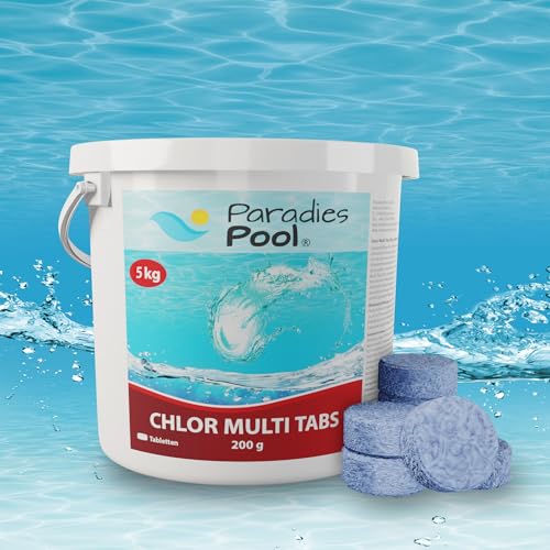 Paradies Pool 5 kg Chlor Multitabs 200g 5in1 Desinfektion Chlortabletten für Pool, langsam löslich, Qualität aus Europa von Paradies Pool