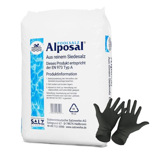 Alposal Poolsalz 250kg Poolsalz, Schwimmbadsalz, Chlorinator geeignet, Salzelektrolyse, Siedesalz inklusiv 1 Paar ARNOMED Einweghandschuh von Paradies Pool
