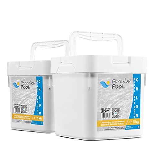 Paradies Pool Multi Tabs 200 g 10 kg, 4 in 1 Multi Tabletten mit Chlor, Algenschutz, Flockungsmittel, pH Stabilisator, zur Wasserbehandlung, Inhalt: 1 kg von Paradies Pool