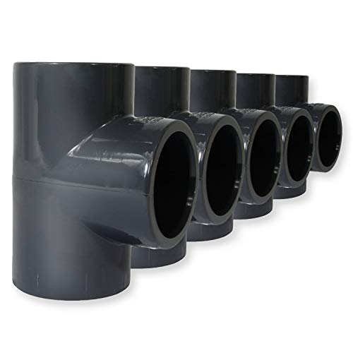 Paradies Pool PVC Fitting T-Stück Ø 50mm 90° mit Klebemuffen, PVC-U Muffe Rohrverbinder Rohr Schlauch Klebefitting zum verkleben, Qualität aus Europa, Menge: 5 Stück von Paradies Pool