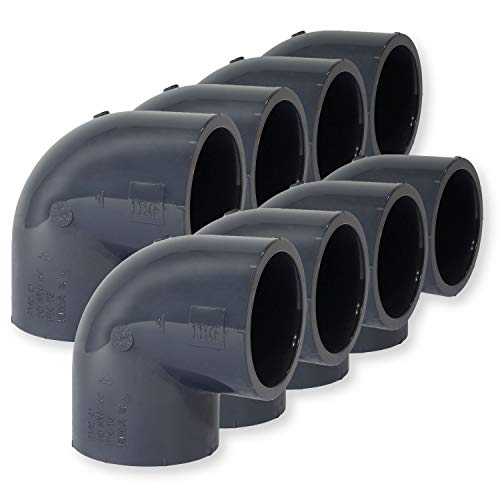 Paradies Pool PVC Fitting Winkel 90°, Ø 50mm mit Klebemuffen, PVC-U Muffe Rohrverbinder Klebefitting 90 Grad zum verkleben, Qualität aus Europa, Menge: 8 Stück von Paradies Pool