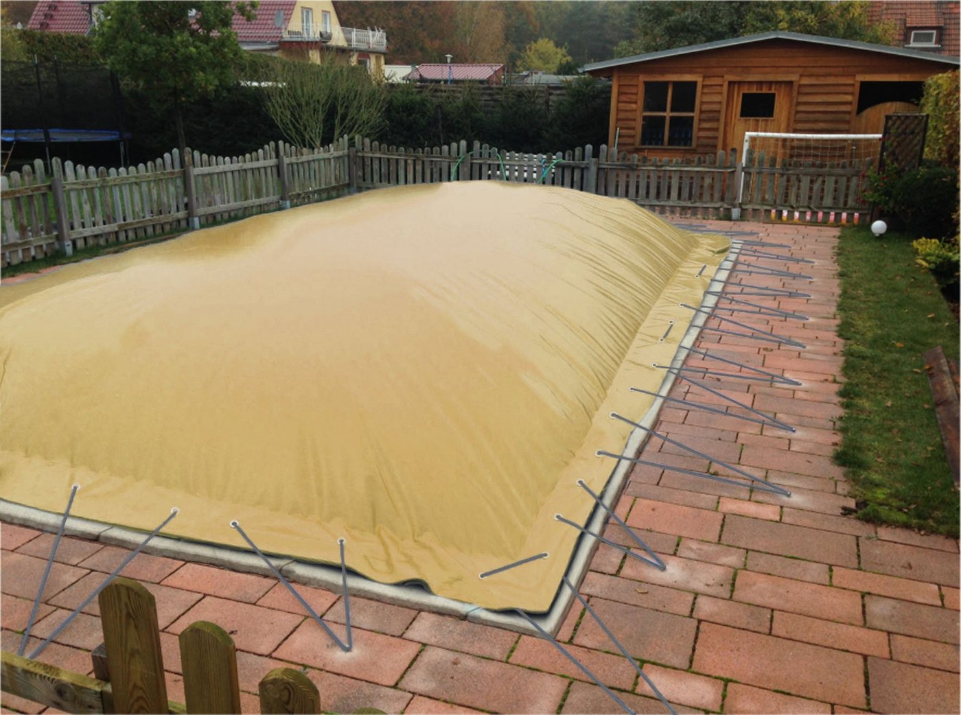 Paradies Pool Pool-Abdeckplane, Aufblasbare Abdeckplane AirCover" rechteck 3,00 x 6,00m sand" von Paradies Pool