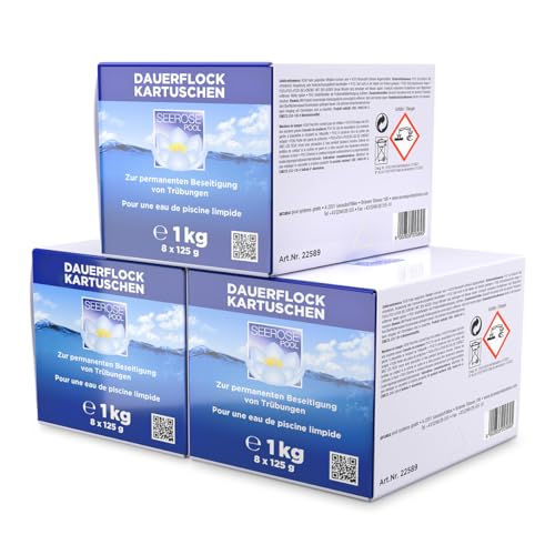 Paradies Pool Seerose Dauerflock Kartuschen 24x125g = 3 kg für Sandfilteranlagen zur Trübungsentfernung Beseitigung Schwebstoffe von Paradies Pool