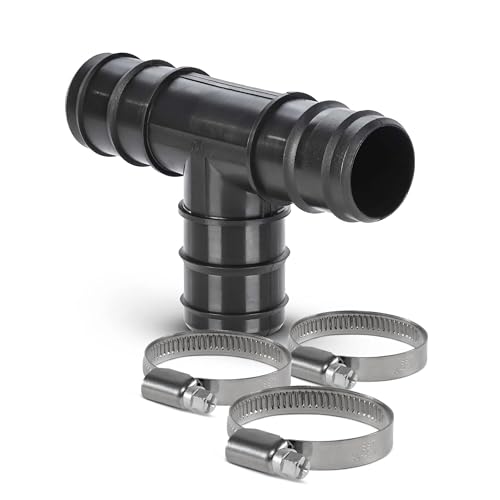 Pool Schlauchverbinder 1x T-Stück 38 mm für Schwimmbadschlauch im Set inkl. 3x Edelstahl Schlauchschellen, Poolschlauch Verbinder von Paradies Pool