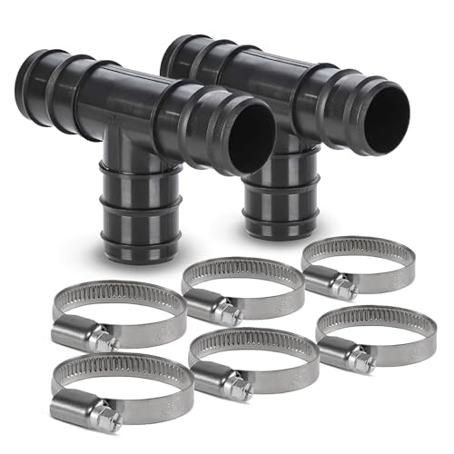 Pool Schlauchverbinder 2x T-Stück 38 mm für Schwimmbadschlauch im Set inkl. 6x Edelstahl Schlauchschellen, Poolschlauch Verbinder von Paradies Pool