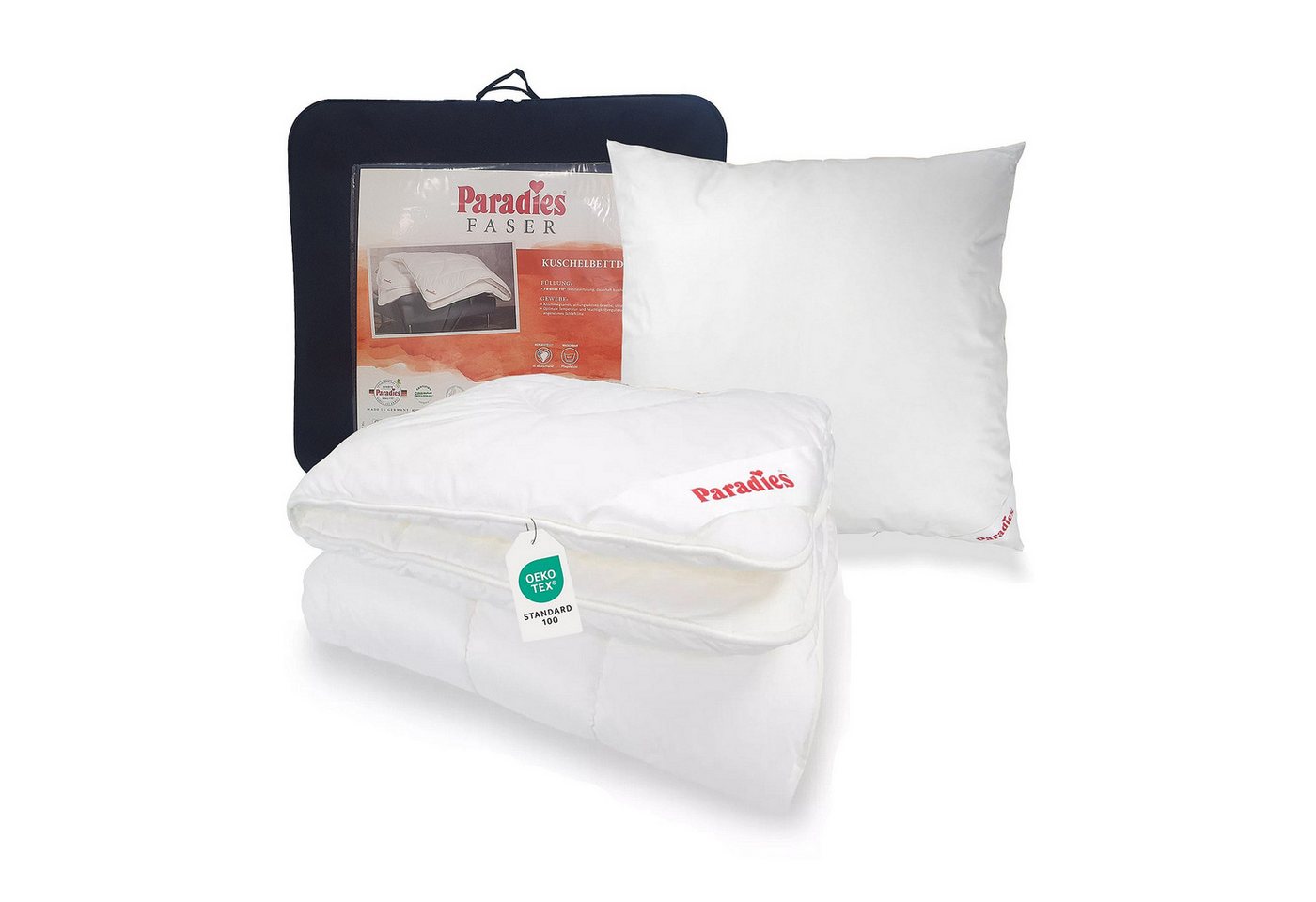 Paradies Bett-Set Paradies Winterdecke Bettenset Halia extra warm + Kissen Softy 135x200, Füllung: Paradies Fill Fasertechnologie für dauerhaft kuscheliges Volumen, 50% recycelt., Bezug: 100% Baumwolle, veredelt mit Aloe vera, Prakisches Bettenset aus extra warmer Bettdecke und Kopfkissen Paradies Bett-Set Paradies Winterdecke Bettenset Halia extra warm + Kissen Softy 135x200, Füllung: Paradies Fill Fasertechnologie für dauerhaft kuscheliges Volumen, 50% recycelt., Bezug: 100% Baumwolle, veredelt mit Aloe vera, Prakisches Bettenset aus extra warmer Bettdecke und Kopfkissen von Paradies