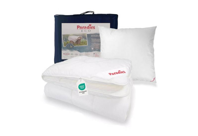 Paradies Bett-Set Paradies Winterdecke Bettenset Nima extra warm + Kissen Softy 135x200, Füllung: Paradies Softcell Fasertechnologie für dauerhaft kuscheliges Volumen, 50% recycelt., Bezug: 100% Bio Baumwolle, veredelt mit jojoba, Prakisches Bettenset aus extra warmer Bettdecke und Kopfkissen Paradies Bett-Set Paradies Winterdecke Bettenset Nima extra warm + Kissen Softy 135x200, Füllung: Paradies Softcell Fasertechnologie für dauerhaft kuscheliges Volumen, 50% recycelt., Bezug: 100% Bio Baumwolle, veredelt mit jojoba, Prakisches Bettenset aus extra warmer Bettdecke und Kopfkissen von Paradies