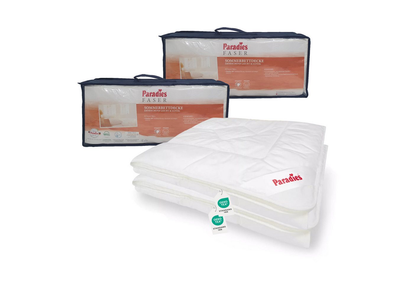 Paradies Kunstfaserbettdecke 2 Stk. Paradies Sommerbett Halia Sommer Bettdecke Sommerdecke 135x200, Füllung: Paradies Fasertechnologie für dauerhaft bauschiges Volumen, Bezug: 100% Baumwolle, Klimaneutrale Herstellung, GRS zertifiziert Paradies Kunstfaserbettdecke 2 Stk. Paradies Sommerbett Halia Sommer Bettdecke Sommerdecke 135x200, Füllung: Paradies Fasertechnologie für dauerhaft bauschiges Volumen, Bezug: 100% Baumwolle, Klimaneutrale Herstellung, GRS zertifiziert von Paradies