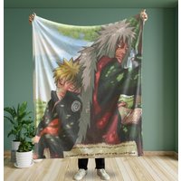 Anime Blanket - Naruto & Jiraiya Design, Velveteen Microfiber Throw For Cosy Nights, Unique Gift Fans, Soft Fleece Bed Cover von ParadiseComfortShop