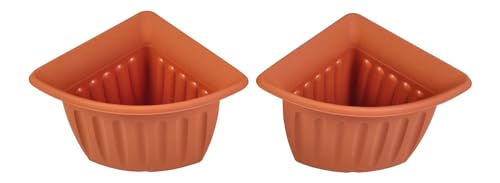 Eck-Blumentopf 2er-Set Terrakotta Pflanztopf Blumenkübel Pflanzkübel Pflanzgefäß von PGONA