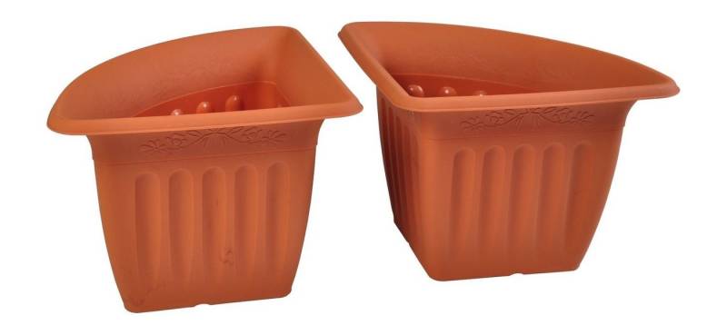 Paragon Pflanzkübel Eck-Blumentopf 4er-Set Terrakotta Pflanztopf Blumenkübel Pflanzkübel P von Paragon