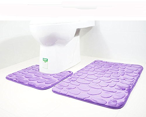 Paramount City Sockel und Badematten-Sets, 2 Stück Luxus saugfähig 100% Memory Foam Badezimmer Matten Sets und rutschfeste Gummi hinterlegt Toilette Sockel Matten (Lila) von Paramount City