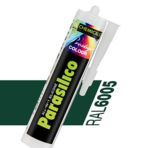 Profi Silikon Parasilico 310ml Kartusche Dichtstoff Sanitär, Küchenbereich, Innen-und Außen Bausilikon, Große Farbauswahl (2x Kartuschen, grün/Moosgrün RAL 6005) von Parasilico