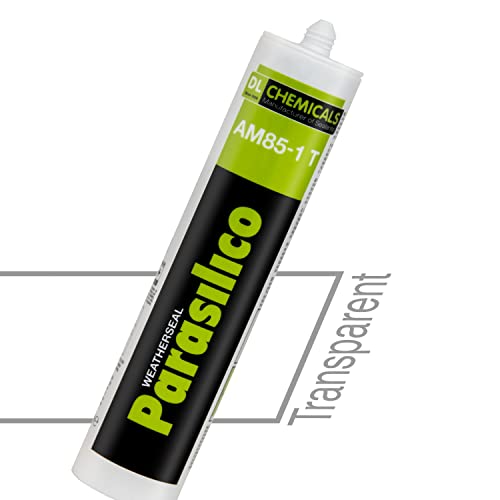 Profi Silikon Parasilico 310ml Kartusche Dichtstoff Sanitär, Küchenbereich, Innen-und Außen Bausilikon, Große Farbauswahl (transparent) von Parasilico