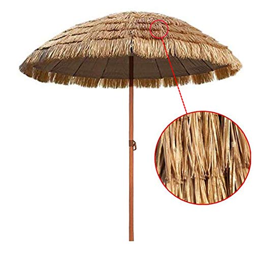 Ø180cm Strandschirm neigbar Sonnenschirm Hawaii Outdoor Gartenschirm Stroh Sonnenschirm Raffia Sonnenschirm, natürliche Farbe von Parasol