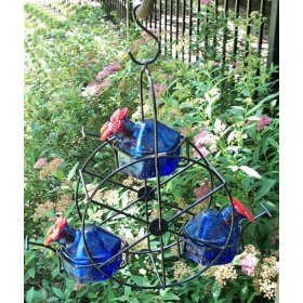 Parasol FW3B Bouquet Ferrisrad Kolibri-Futterstation aus geblasenem Glas, Blau Parasol FW3B Bouquet Ferrisrad Kolibri-Futterstation aus geblasenem Glas, Blau von Parasol