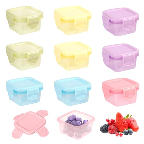 10 Stück Kleine Dosen mit Deckel Plastik,60ml Kleine Tupperdosen,Frischhaltedosen mit Deckel 100% BPA-frei,Wiederverwendbar Mini Tupperdose für Snacks, Joghurt, Obst, Gefrierschrank (5 Farben) von Parastar