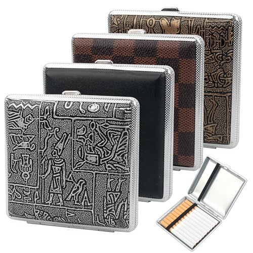 4 Stück Leder Zigarettenetui Metall,Cigarette Case Mit Gummiband,Zigarettenetuis Für Herren Damen,Zigaretten Schachteln Feuchtigkeitsbeständig,Fasst 20 Zigaretten,Zigarettenbox für Hosen und Hemdtasch 4 Stück Leder Zigarettenetui Metall,Cigarette Case Mit Gummiband,Zigarettenetuis Für Herren Damen,Zigaretten Schachteln Feuchtigkeitsbeständig,Fasst 20 Zigaretten,Zigarettenbox für Hosen und Hemdtasch von Parastar