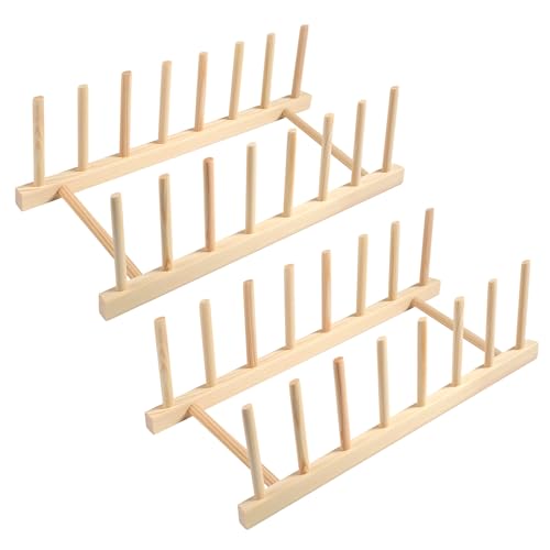 Parastar 2 Stück Tellerständer Holz,Tellerhalter,Topfdeckelhalter,Deckelhalter Schublade,Abtropfgestell Holz,Schneidebrett Ständer,Topfdeckel Organizer fürTeller, Tassen, Topfdeckel(7 Steckplätze) von Parastar