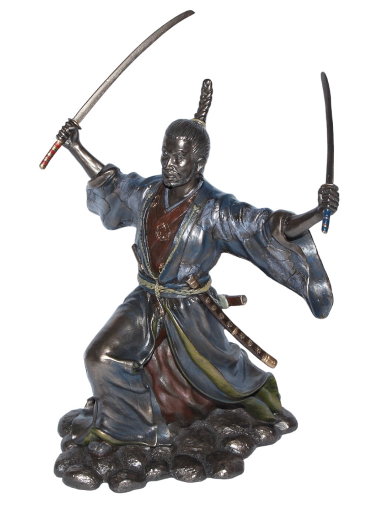 Deko Figur Samurai Art H 22 cm japanischer Krieger im Kimono mit Samurai-Schwertern Figur von Parastone