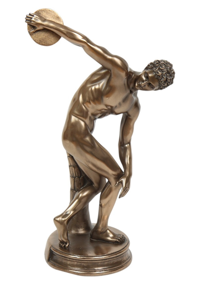 Skulptur Diskuswerfer Statue H 28 cm Dekofigur Athlet griechischer Mythologie in Bronze-Optik von Parastone