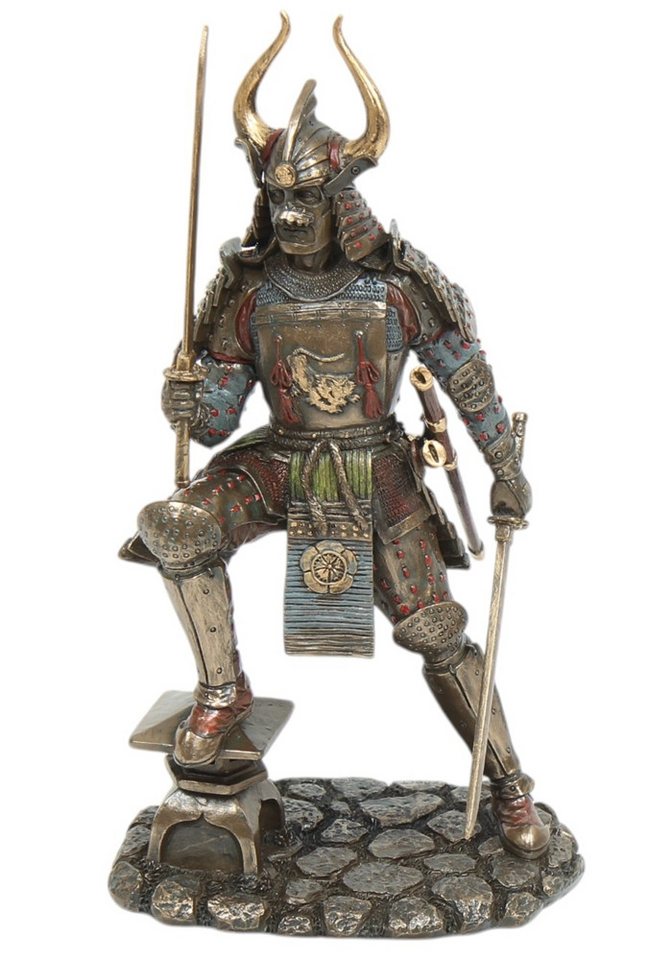 Parastone Dekofigur Skulptur Samurai H 25 cm japanischer Krieger in Rüstung mit Schwertern von Parastone