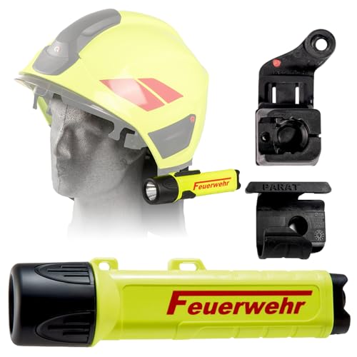PARAT PARALUX® PX1 FEUERWEHR Set für Rosenbauer H30 Links | LED Arbeitsleuchte mit 120 Lumen | EX-geschützte LED Taschenlampe | Wasserdichte Helmlampe | inkl. Batterien, Adapter & Halterung von Parat