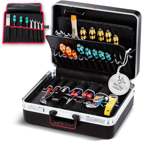 PARAT CLASSIC KingSize TSA LOCK™ | Werkzeugkoffer mit 50 Einsteckfächern | Inkl. BASIC Roll-Up Case 8 | Werkzeugkiste mit 36 L Volumen & Bodenschale 88 mm | Aluminium Koffer mit Doppelrahmen von Parat
