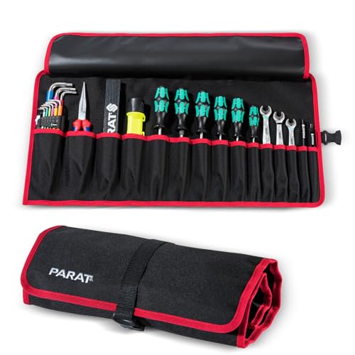 PARAT BASIC Roll-Up Case 15 | Rolltasche für 15 Werkzeuge aus Nylon | Kompakte Werkzeugtasche mit Steckverschluss | Leere Werkzeugrolle für Handwerker | Premium Werkzeugtasche Schwarz von Parat