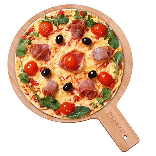 Pizzabrett Bambus 30cm Schneidebrett Servierbrett mit Griff Flammkuchenbrett Pizzateller Pizzaschieber Brett für Steak Kuchen Pizza Antipasti Obst Pizzabrett Bambus 30cm Schneidebrett Servierbrett mit Griff Flammkuchenbrett Pizzateller Pizzaschieber Brett für Steak Kuchen Pizza Antipasti Obst von Parateck