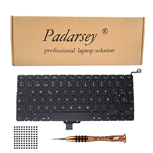Padarsey Ersatz Tastatur mit 80 PCE Screws Spanisch ESPAÑOL Teclado Kompatibel für MacBook Pro Unibody 13-Zoll A1278 2008 2010 2012 2013 2015 Jahr mit Schraubenzieher von Pardarsey