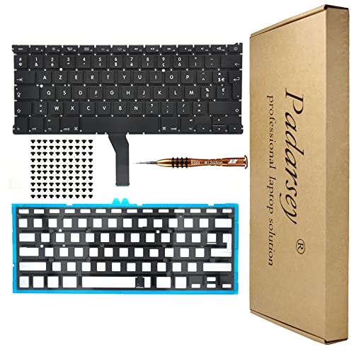 Padarsey Ersetzen Sie die französische Hintergrundtastatur Tastatur rétroéclairé Clavier français mit 80 PCE Schrauben kompatibel für MacBook Air 13-Inch A1369 A1466 mit Schraubenzieher von Pardarsey