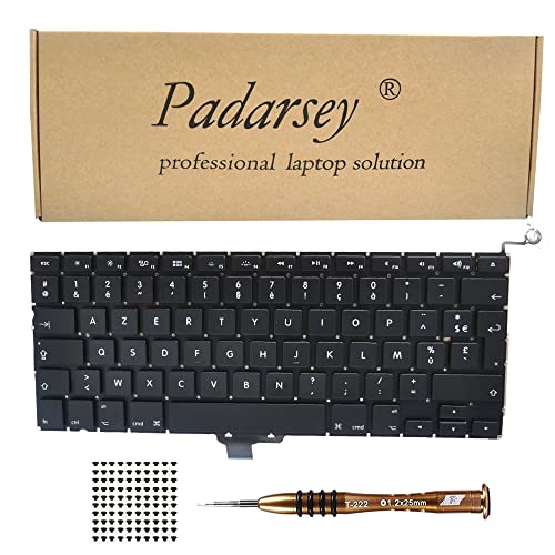 Padarsey Ersetzen Sie die französische Tastatur Clavier français mit 80 PCE Schrauben kompatibel für MacBook Pro 13 Zoll A1278 2008-2015 mit Schraubenzieher von Pardarsey