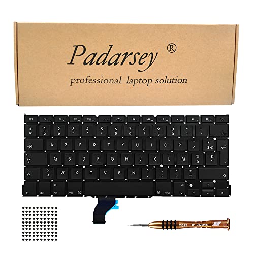 Padarsey Ersetzen Sie die französische Tastatur Clavier français mit 80 PCE Schrauben kompatibel für MacBook Pro Retina 13" A1502 (Late 2013- Early 2015) mit Schraubenzieher von Pardarsey