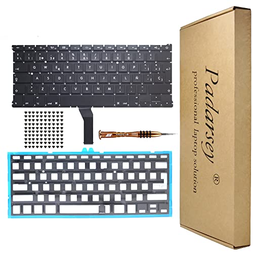 Padarsey Spanisch Español Tastatur mit Hintergrundbeleuchtung mit 80 PCE Schrauben kompatibel für MacBook Air 13 A1369 A1466 Serie 2011 2012 2013 2014 2015 mit Schraubenzieher von Pardarsey