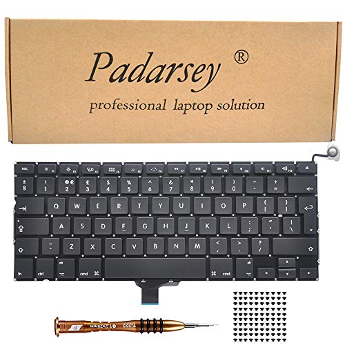 Padarsey Tastatur mit UK-Layout, kompatibel mit MacBook Pro 13 Zoll A1278 2008 2009 2010 2011 2012 2013 2014 2015, Jahr mit 80 Stück Tastaturschrauben und Schraubendreher von Pardarsey