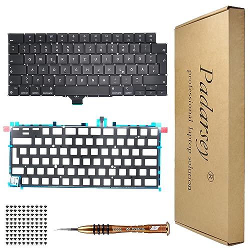 Pardarsey Ersatz Hintergrundbeleuchtung Deutsch QWERTZ Tastatur Kompatibel für MacBook Pro 14" A2442, 16" A2485 2021 Jahr Tastatur + Schrauben + Schraubendreher von Pardarsey