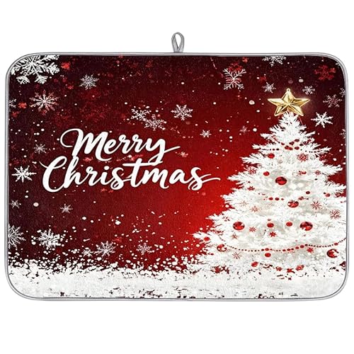 Abtropfmatten für Küchentheke, Weihnachtsbaum, Schneeflocke, saugfähig, wiederverwendbar, Mikrofaser, Abtropfmatte, hitzebeständig, 45,7 x 61 cm Abtropfmatten für Küchentheke, Weihnachtsbaum, Schneeflocke, saugfähig, wiederverwendbar, Mikrofaser, Abtropfmatte, hitzebeständig, 45,7 x 61 cm von Pardick