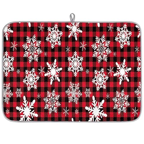 Abtropfmatten für Küchentheke, roter Büffel, Schneeflocke, saugfähig, wiederverwendbar, Mikrofaser, Abtropfmatte, hitzebeständig, 45,7 x 61 cm Abtropfmatten für Küchentheke, roter Büffel, Schneeflocke, saugfähig, wiederverwendbar, Mikrofaser, Abtropfmatte, hitzebeständig, 45,7 x 61 cm von Pardick