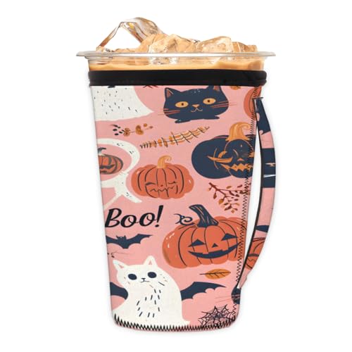 Happy Halloween Katzenkürbis wiederverwendbare Isolator-Kaffeehüllen für Getränke, Getränke, Neopren-Halter mit Griff für die meisten Kaffee- oder Eisgetränke, 680 - 794 ml Happy Halloween Katzenkürbis wiederverwendbare Isolator-Kaffeehüllen für Getränke, Getränke, Neopren-Halter mit Griff für die meisten Kaffee- oder Eisgetränke, 680 - 794 ml von Pardick
