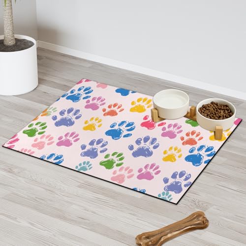 Hundefuttermatte, saugfähig, für Futter und Wasser, schnell trocknend, rutschfeste Futtermatten, Haustierbedarf, Hundepfotenabdruck, 61 x 81,3 cm Hundefuttermatte, saugfähig, für Futter und Wasser, schnell trocknend, rutschfeste Futtermatten, Haustierbedarf, Hundepfotenabdruck, 61 x 81,3 cm von Pardick