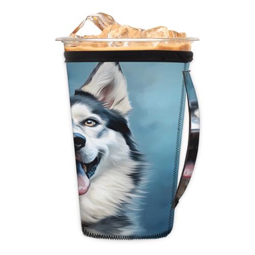 Husky Wiederverwendbare Isolator-Kaffeehüllen für Getränke, lustiger Husky-Neopren-Halter mit Griff für die meisten Kaffee- oder Eisgetränke, 680 - 794 ml Husky Wiederverwendbare Isolator-Kaffeehüllen für Getränke, lustiger Husky-Neopren-Halter mit Griff für die meisten Kaffee- oder Eisgetränke, 680 - 794 ml von Pardick