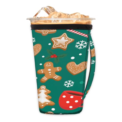 Merry Christmas Wiederverwendbare Isolator-Kaffeehüllen für Getränke, Getränke, Lebkuchenmann, Neopren-Halter mit Griff für die meisten Kaffee- oder Eisgetränke, 850 - 907 ml Merry Christmas Wiederverwendbare Isolator-Kaffeehüllen für Getränke, Getränke, Lebkuchenmann, Neopren-Halter mit Griff für die meisten Kaffee- oder Eisgetränke, 850 - 907 ml von Pardick