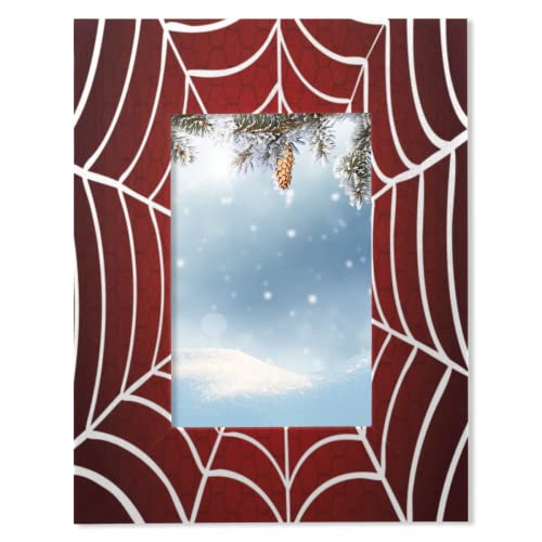Pardick Bilderrahmen aus Holz, Spinnennetz, Rot, 10,2 x 15,2 cm, ohne Passepartout von Pardick
