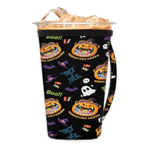 Pumpkin Decor Wiederverwendbare Isolator-Kaffeehüllen für Getränke, Happy Halloween, Neopren-Halter mit Griff für die meisten Kaffee- oder Eisgetränke, 850 - 907 ml Pumpkin Decor Wiederverwendbare Isolator-Kaffeehüllen für Getränke, Happy Halloween, Neopren-Halter mit Griff für die meisten Kaffee- oder Eisgetränke, 850 - 907 ml von Pardick