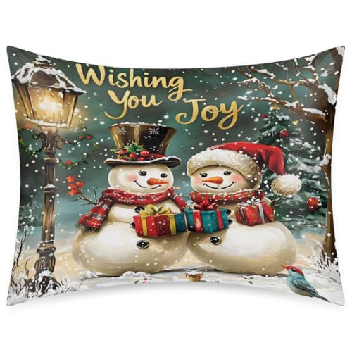 Satin-Kissenbezug für Haar und Haut, Winter-Schneemänner, Standardgröße, 50,8 x 66 cm, Kissenbezug mit Reißverschluss, seidiger Kissenbezug, Dekoration für Schlafzimmer Satin-Kissenbezug für Haar und Haut, Winter-Schneemänner, Standardgröße, 50,8 x 66 cm, Kissenbezug mit Reißverschluss, seidiger Kissenbezug, Dekoration für Schlafzimmer von Pardick