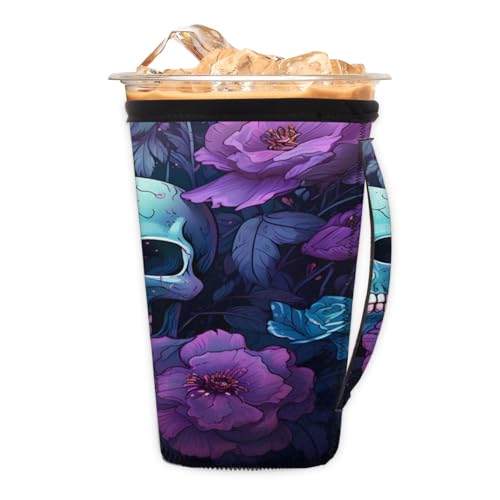 Sugar Skull wiederverwendbare Isolator-Kaffeehüllen für Getränke, Getränke, Blumen-Totenkopf-Neopren-Halter mit Griff für die meisten Kaffee- oder Eisgetränke, 680 - 794 ml Sugar Skull wiederverwendbare Isolator-Kaffeehüllen für Getränke, Getränke, Blumen-Totenkopf-Neopren-Halter mit Griff für die meisten Kaffee- oder Eisgetränke, 680 - 794 ml von Pardick